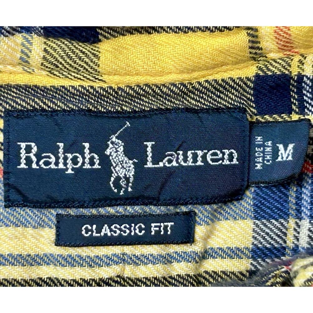 Ralph Lauren Mountain Equipment Yellow Plaid Men's Button Down Shirt Size M - Picture 3 of 9